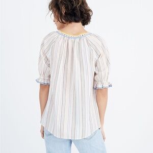 Madewell Crochet Peasant Top in Textural Rainbow Stripe Farmhouse, size XXS
